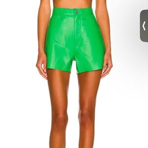 FRAME GREEN LEATHER SHORTS NWT